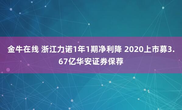金牛在线 浙江力诺1年1期净利降 2020上市募3.67亿华安证券保荐